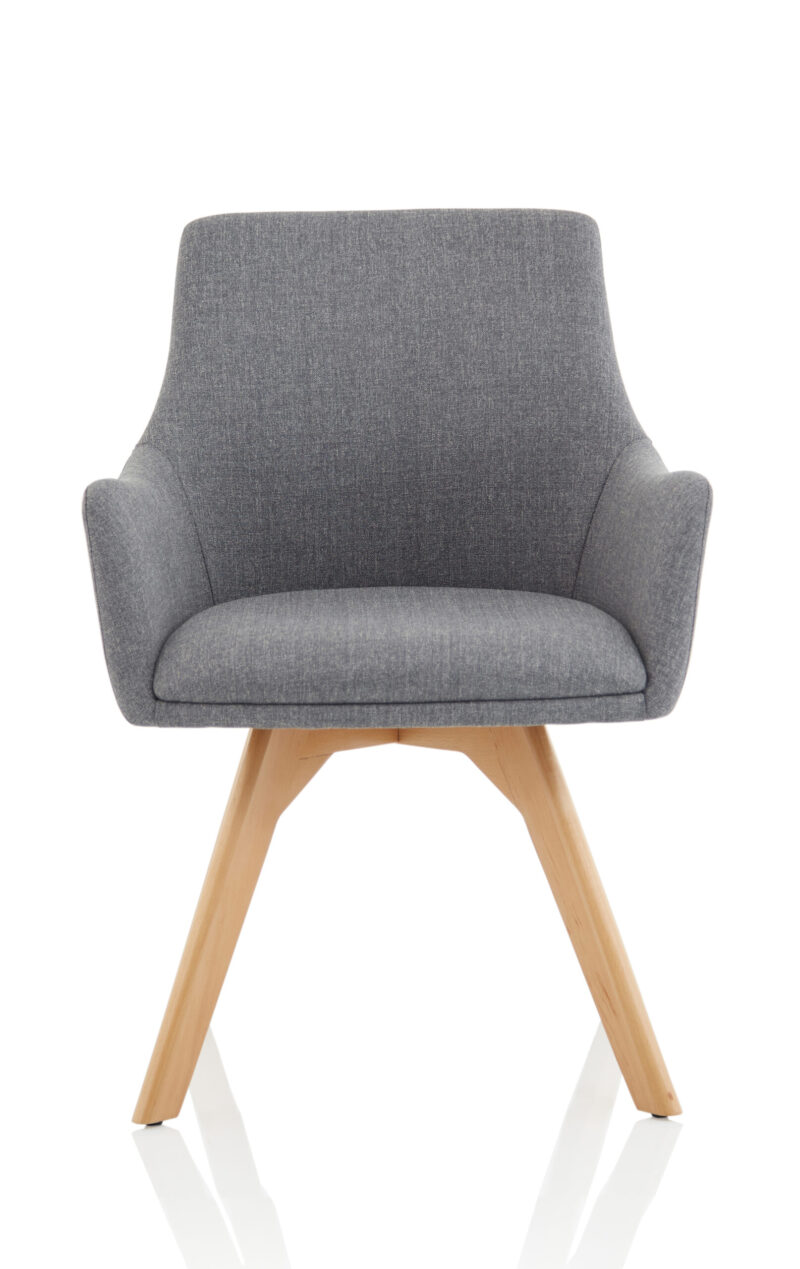 Carmen Grey Fabric Wooden Leg Visitor Chair - Image 2