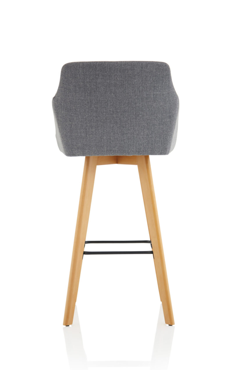 Carmen Grey Fabric Wooden Leg High Stool Chair - Image 6