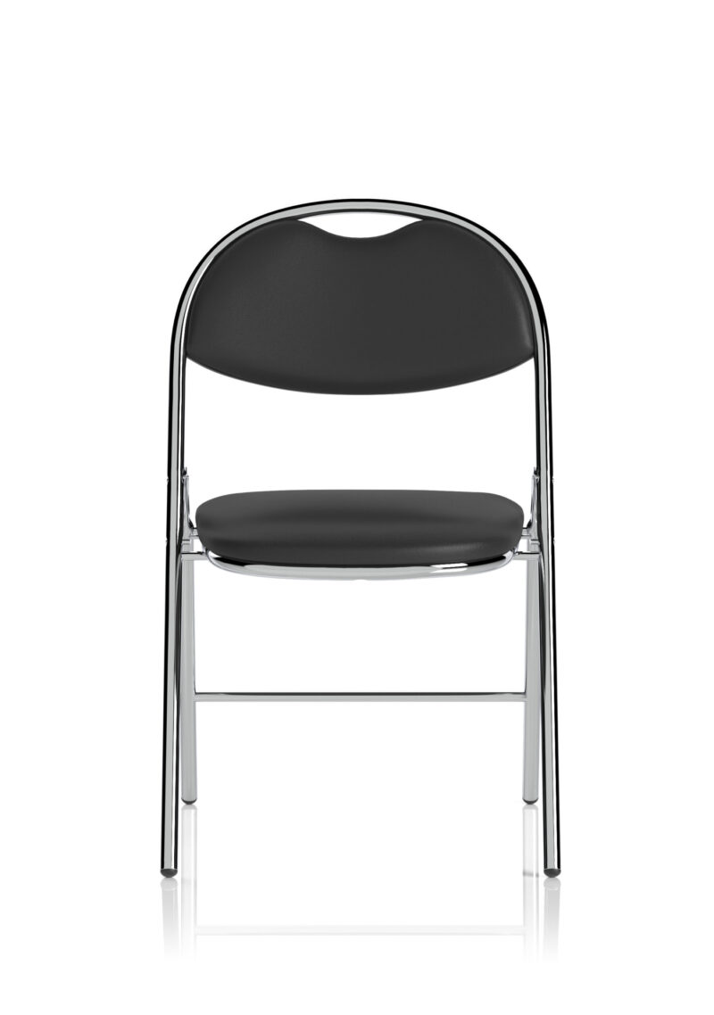 Milan High Back Black Vinyl Chrome Frame Folding Visitor Chair - Image 2