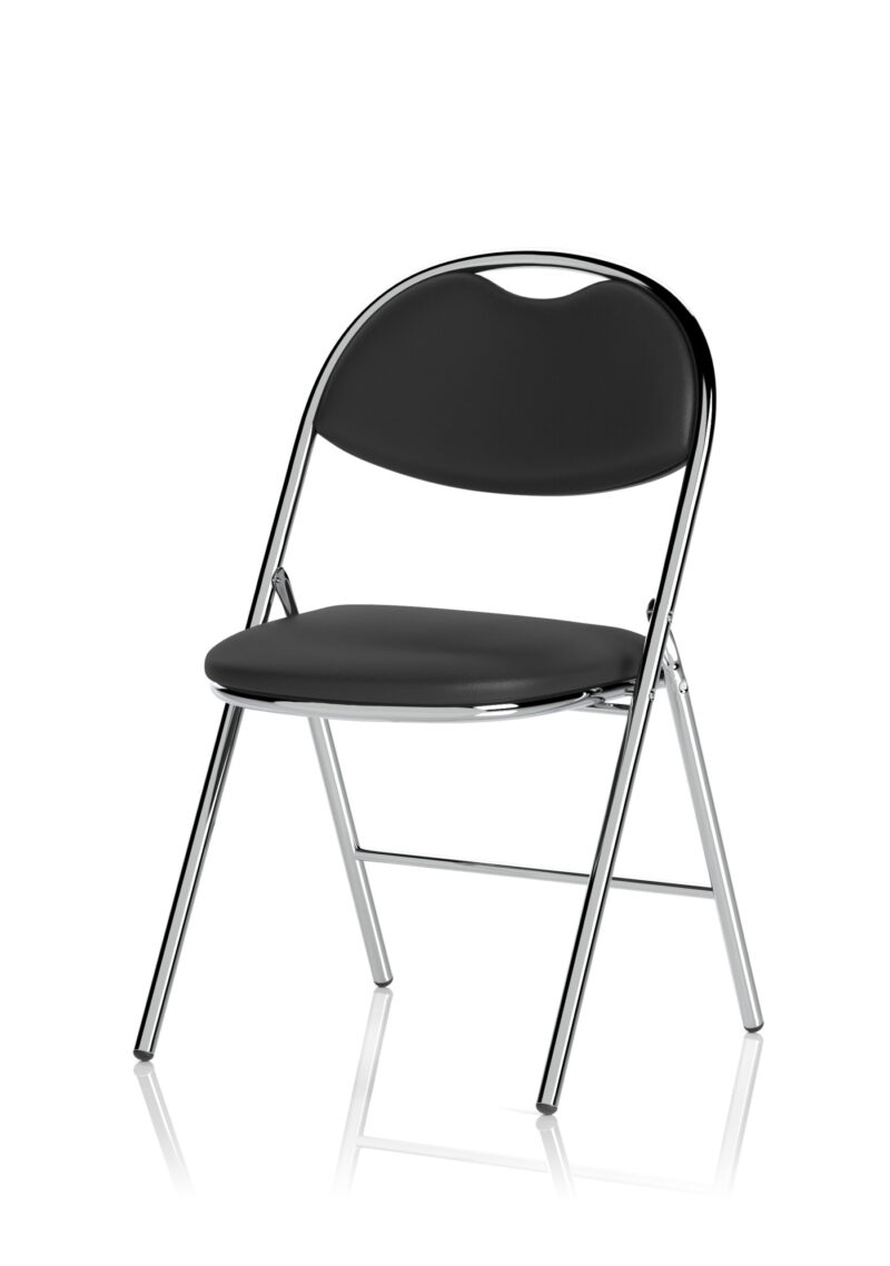Milan High Back Black Vinyl Chrome Frame Folding Visitor Chair - Image 3