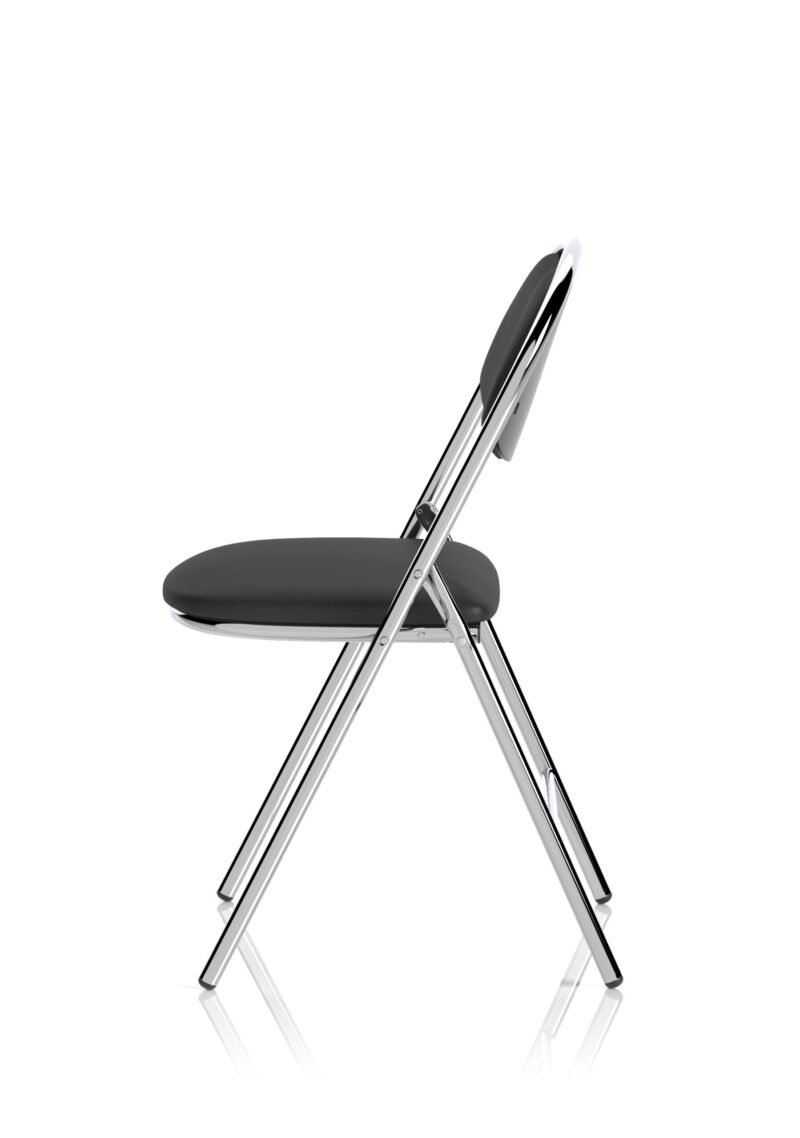 Milan High Back Black Vinyl Chrome Frame Folding Visitor Chair - Image 4