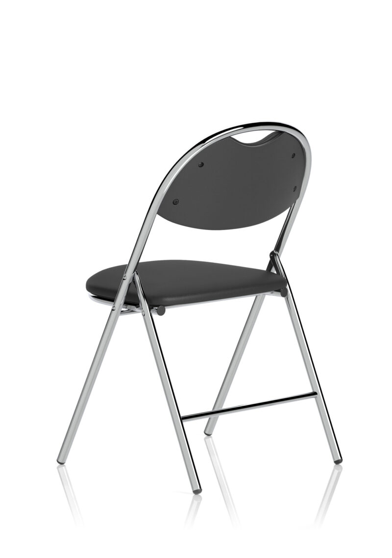 Milan High Back Black Vinyl Chrome Frame Folding Visitor Chair - Image 5