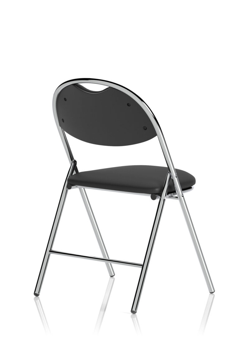 Milan High Back Black Vinyl Chrome Frame Folding Visitor Chair - Image 7