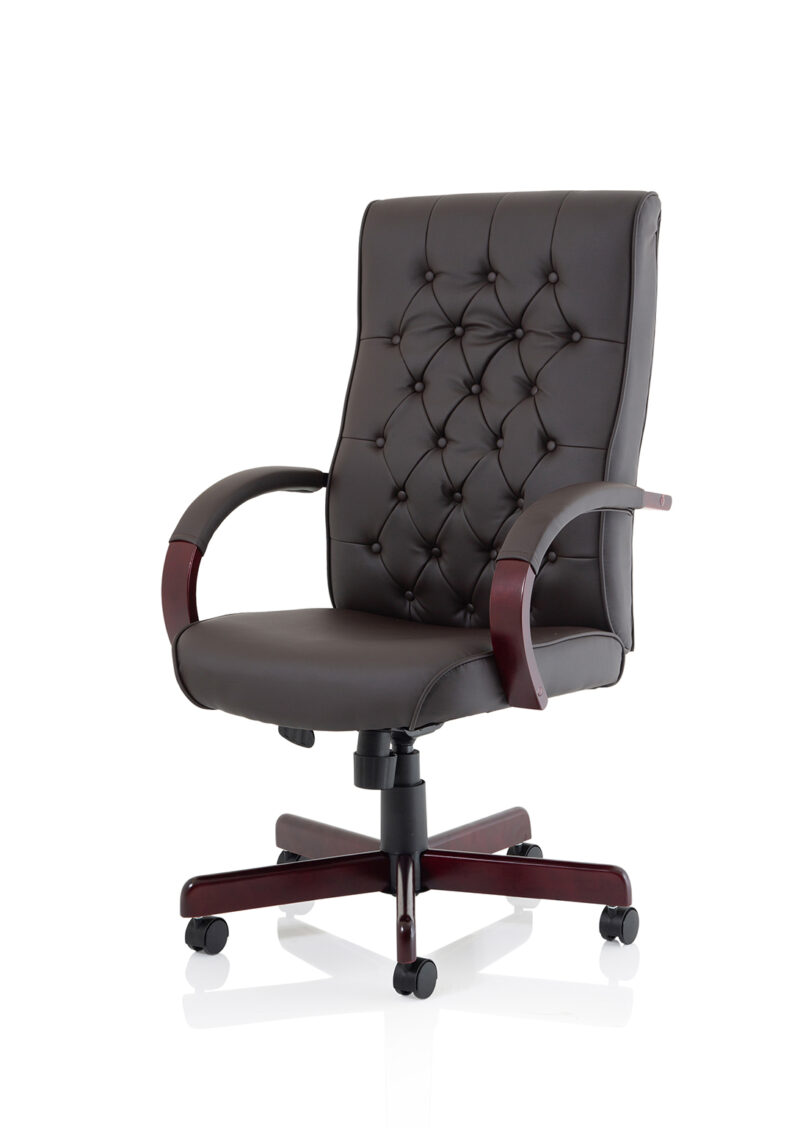 Chesterfield High Back Leather Executive Office Chair with Arms - Image 3