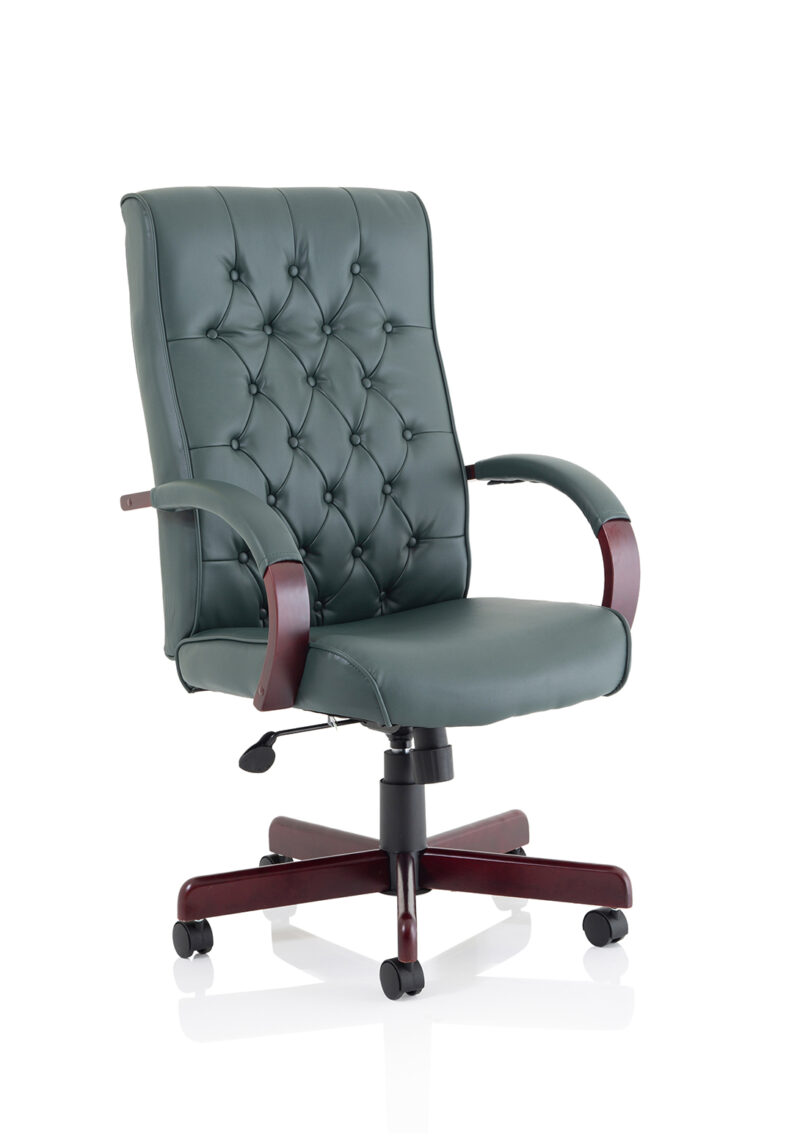 Chesterfield High Back Leather Executive Office Chair with Arms - Image 17