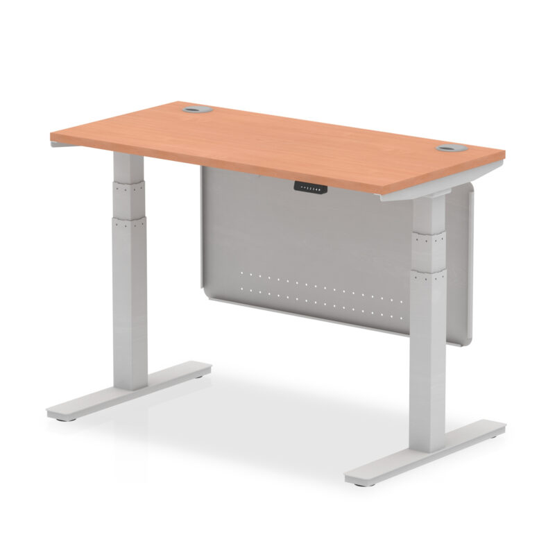 Air Height Adjustable Slimline Desk With Cable Ports With Steel Modesty Panel - Image 2