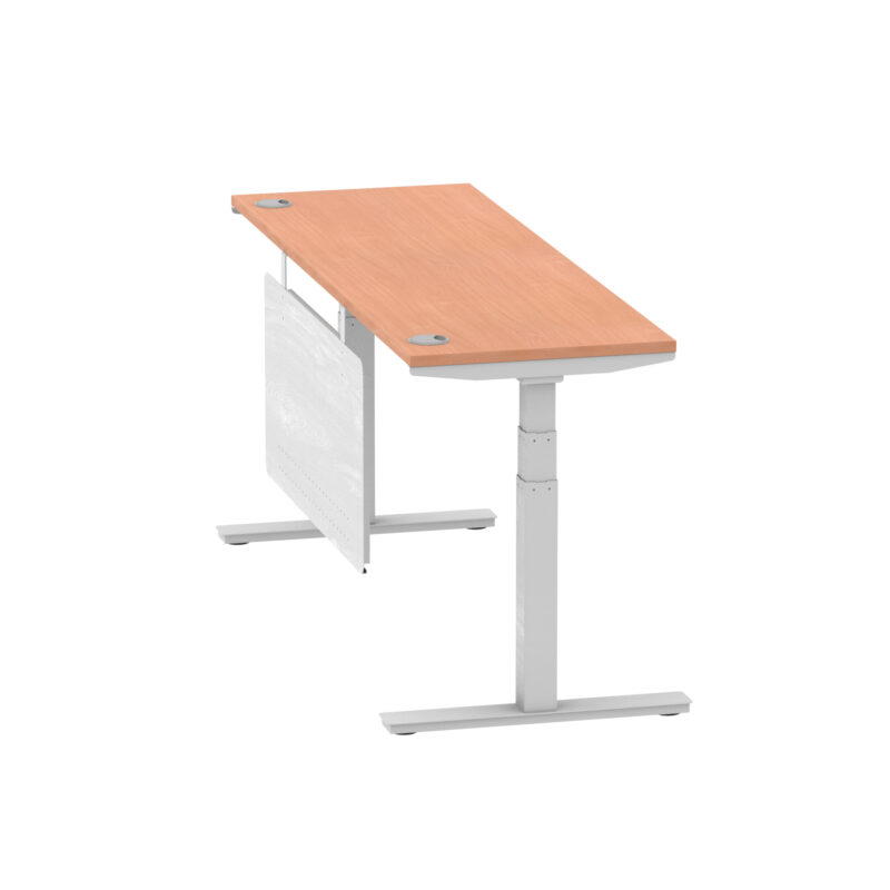 Air Height Adjustable Slimline Desk With Cable Ports With Steel Modesty Panel - Image 194