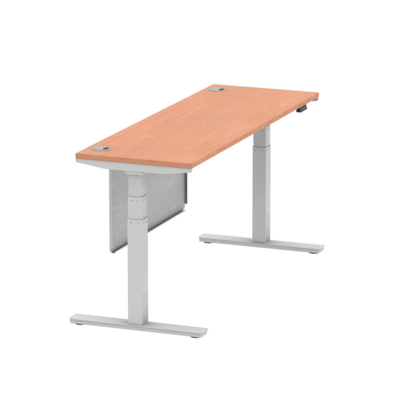 Air Height Adjustable Slimline Desk With Cable Ports With Steel Modesty Panel - Image 195