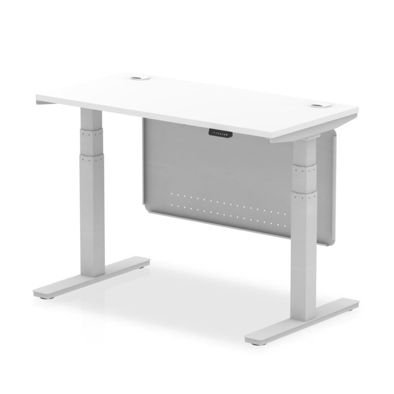 Air Height Adjustable Slimline Desk With Cable Ports With Steel Modesty Panel - Image 8