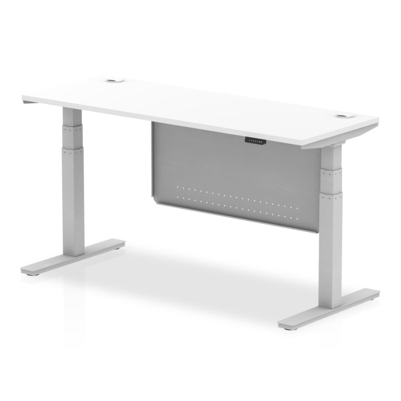Air Height Adjustable Slimline Desk With Cable Ports With Steel Modesty Panel - Image 170