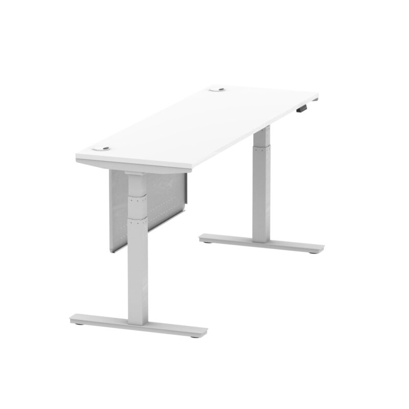 Air Height Adjustable Slimline Desk With Cable Ports With Steel Modesty Panel - Image 243