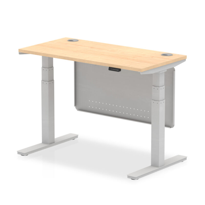 Air Height Adjustable Slimline Desk With Cable Ports With Steel Modesty Panel - Image 11