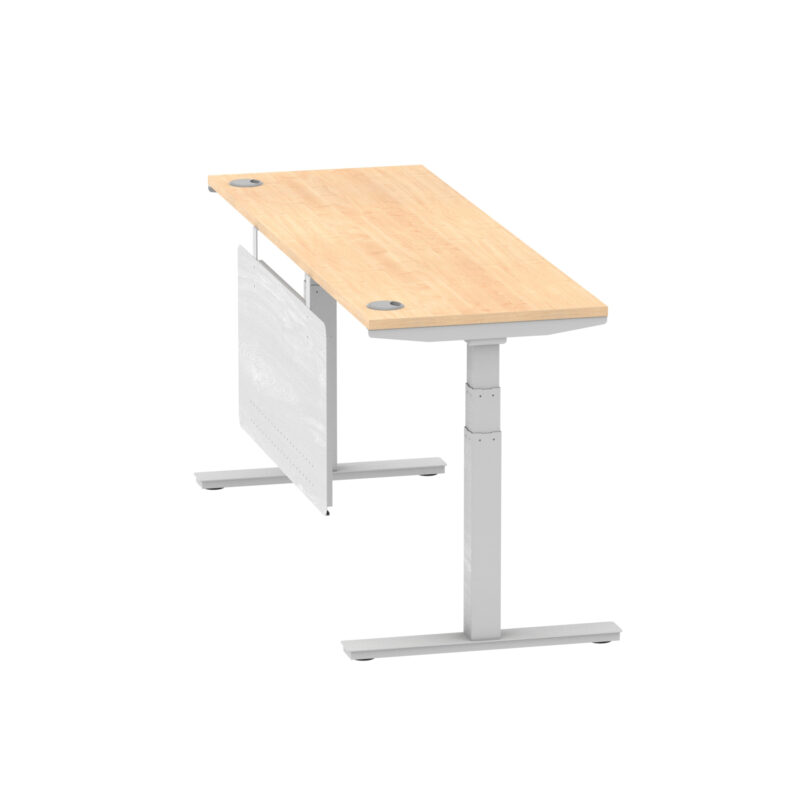 Air Height Adjustable Slimline Desk With Cable Ports With Steel Modesty Panel - Image 266