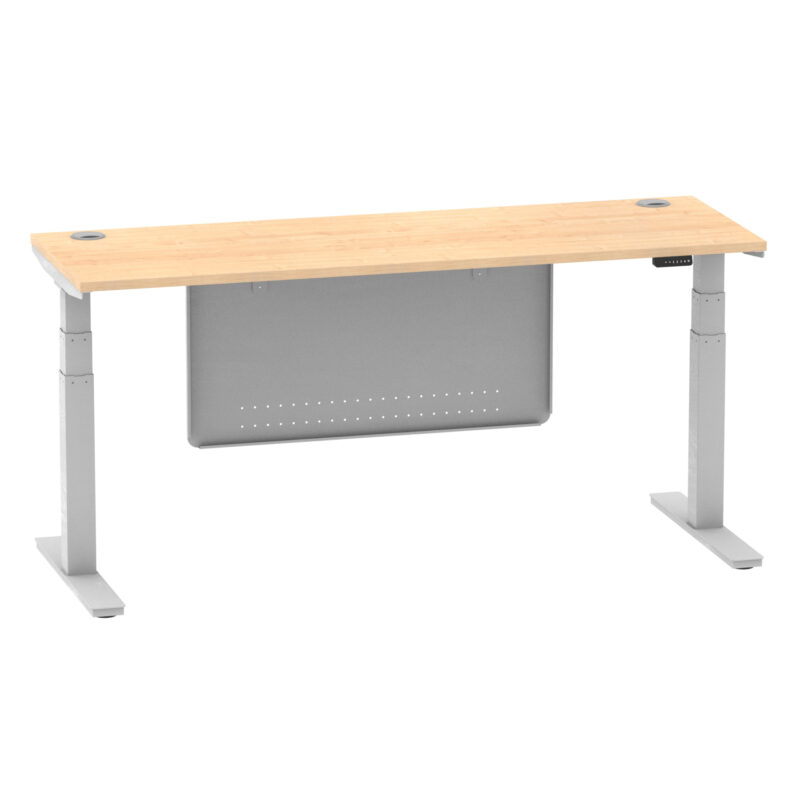 Air Height Adjustable Slimline Desk With Cable Ports With Steel Modesty Panel - Image 268