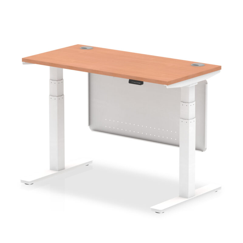 Air Height Adjustable Slimline Desk With Cable Ports With Steel Modesty Panel - Image 3