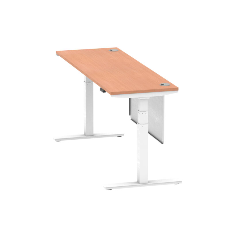 Air Height Adjustable Slimline Desk With Cable Ports With Steel Modesty Panel - Image 198