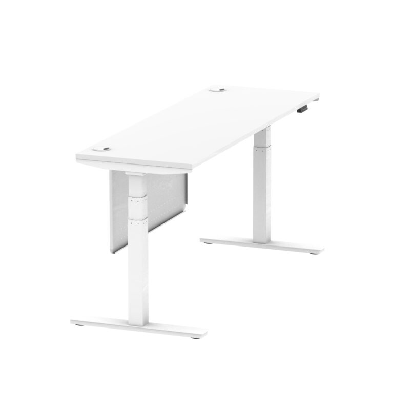 Air Height Adjustable Slimline Desk With Cable Ports With Steel Modesty Panel - Image 251