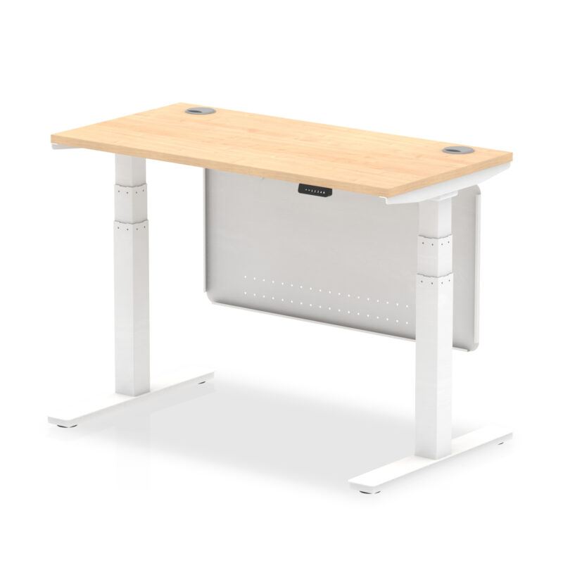 Air Height Adjustable Slimline Desk With Cable Ports With Steel Modesty Panel - Image 12