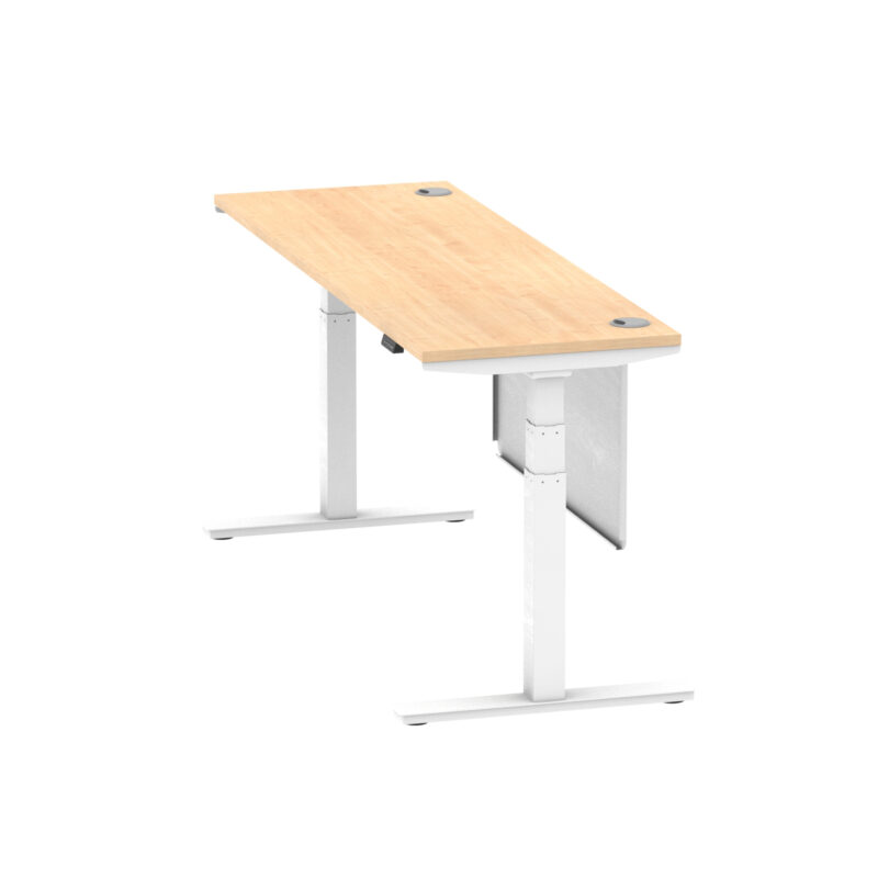 Air Height Adjustable Slimline Desk With Cable Ports With Steel Modesty Panel - Image 270