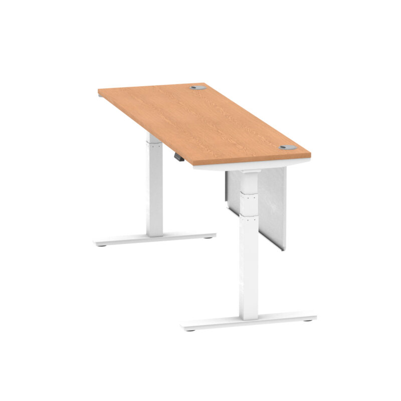 Air Height Adjustable Slimline Desk With Cable Ports With Steel Modesty Panel - Image 294