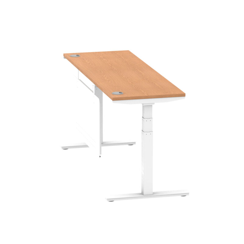 Air Height Adjustable Slimline Desk With Cable Ports With Steel Modesty Panel - Image 298