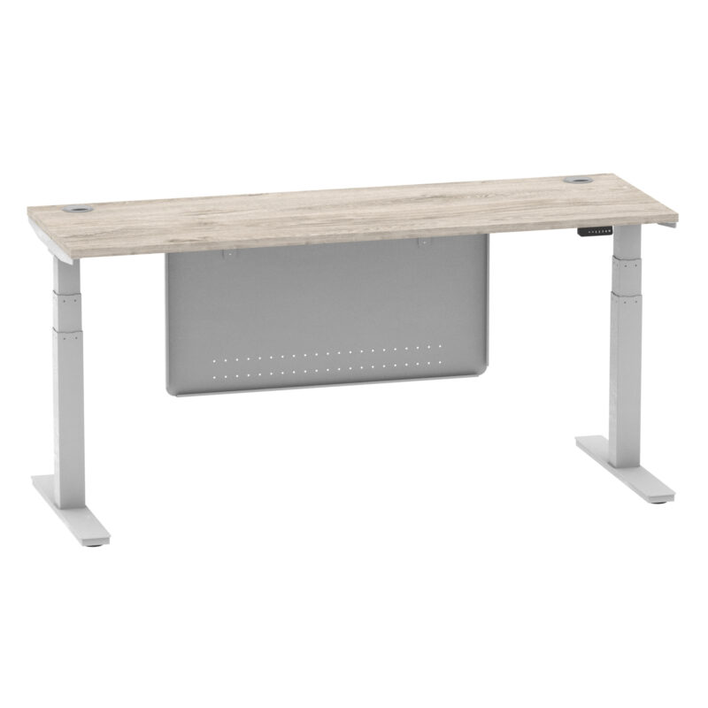 Air Height Adjustable Slimline Desk With Cable Ports With Steel Modesty Panel - Image 316