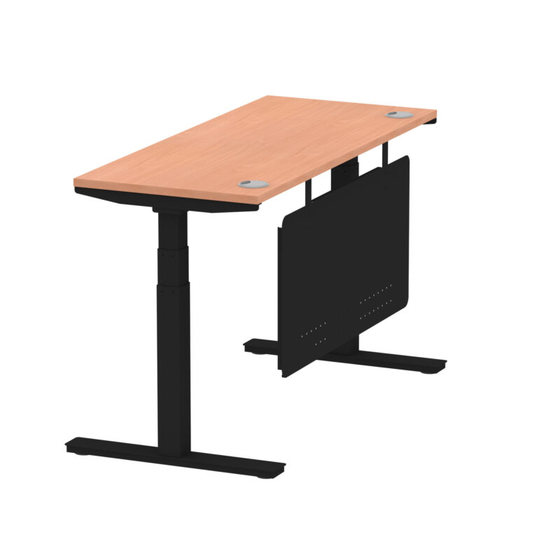 Air Height Adjustable Slimline Desk With Cable Ports With Steel Modesty Panel - Image 21