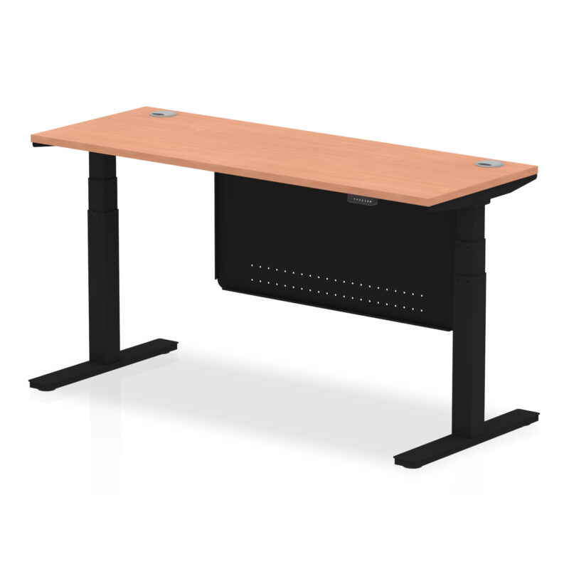 Air Height Adjustable Slimline Desk With Cable Ports With Steel Modesty Panel - Image 163