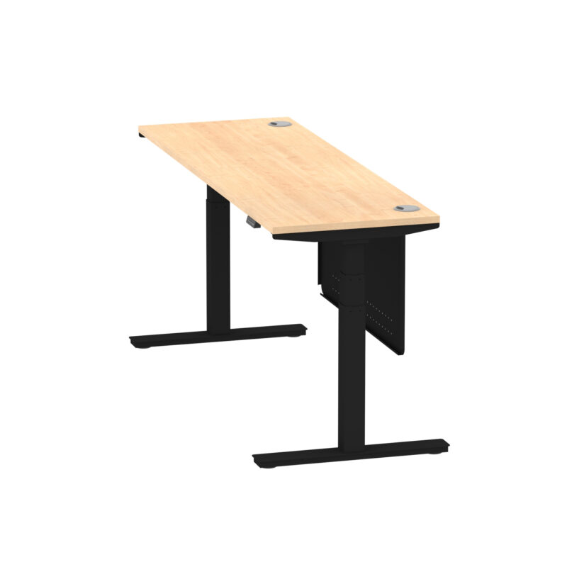 Air Height Adjustable Slimline Desk With Cable Ports With Steel Modesty Panel - Image 254