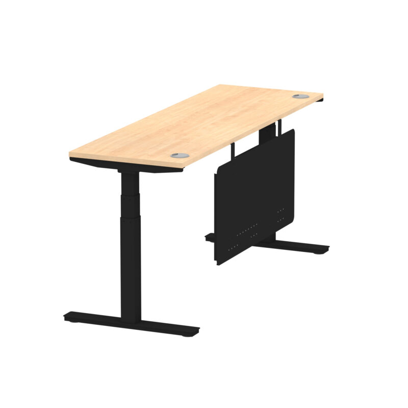 Air Height Adjustable Slimline Desk With Cable Ports With Steel Modesty Panel - Image 255