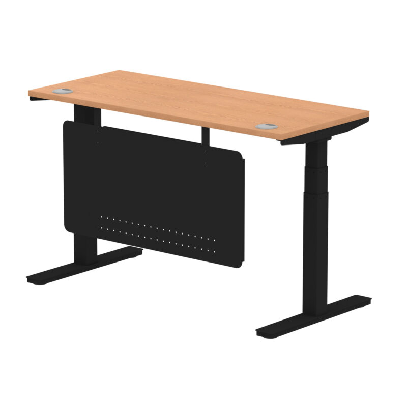Air Height Adjustable Slimline Desk With Cable Ports With Steel Modesty Panel - Image 119