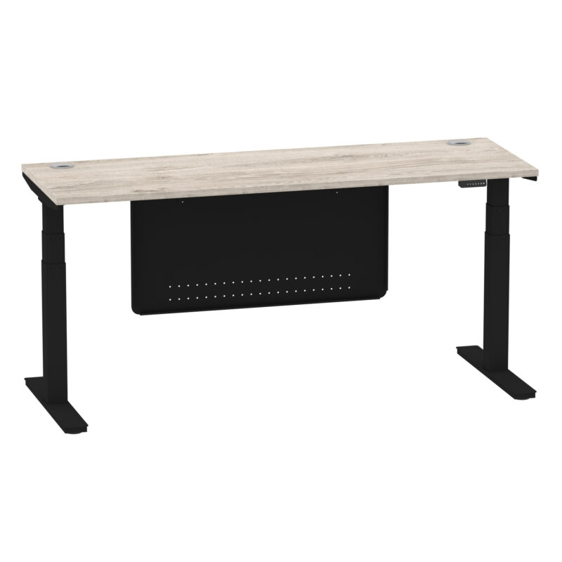Air Height Adjustable Slimline Desk With Cable Ports With Steel Modesty Panel - Image 308