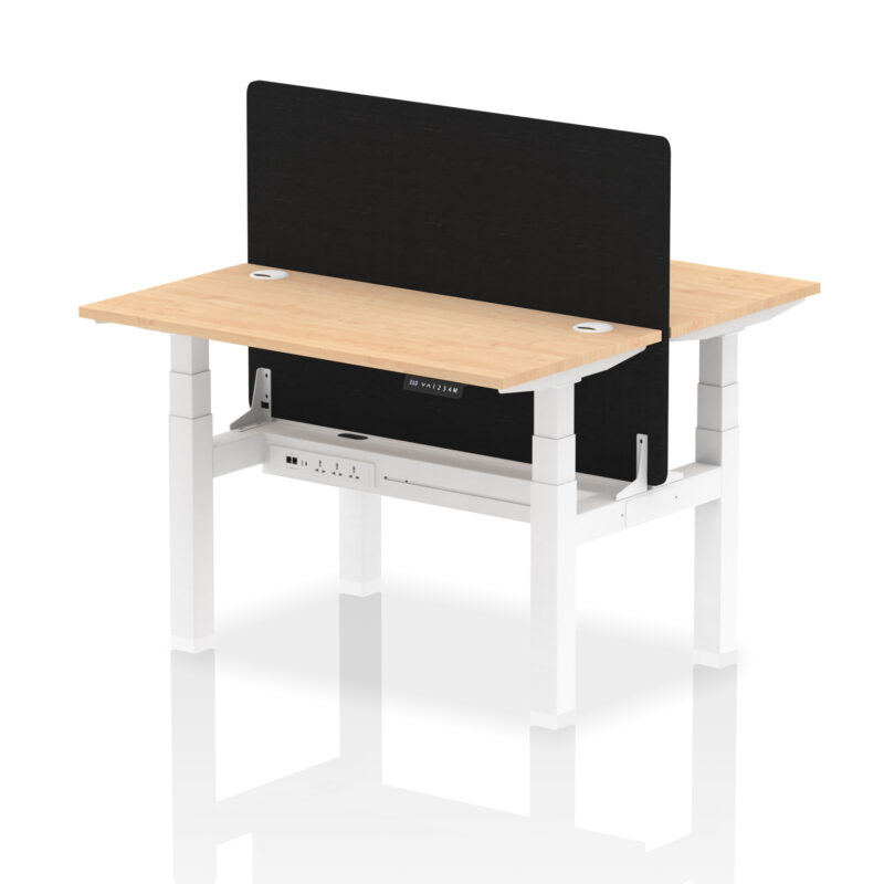 Air Back-to-Back Slimline Height Adjustable Bench Desk - 2 Person with Black Straight Screen - Image 12