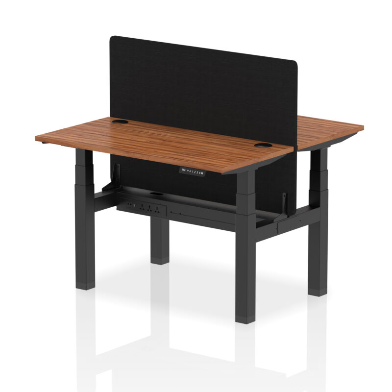 Air Back-to-Back Slimline Height Adjustable Bench Desk - 2 Person with Black Straight Screen - Image 16