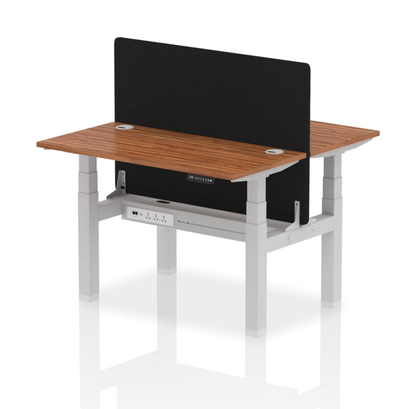 Air Back-to-Back Slimline Height Adjustable Bench Desk - 2 Person with Black Straight Screen - Image 17