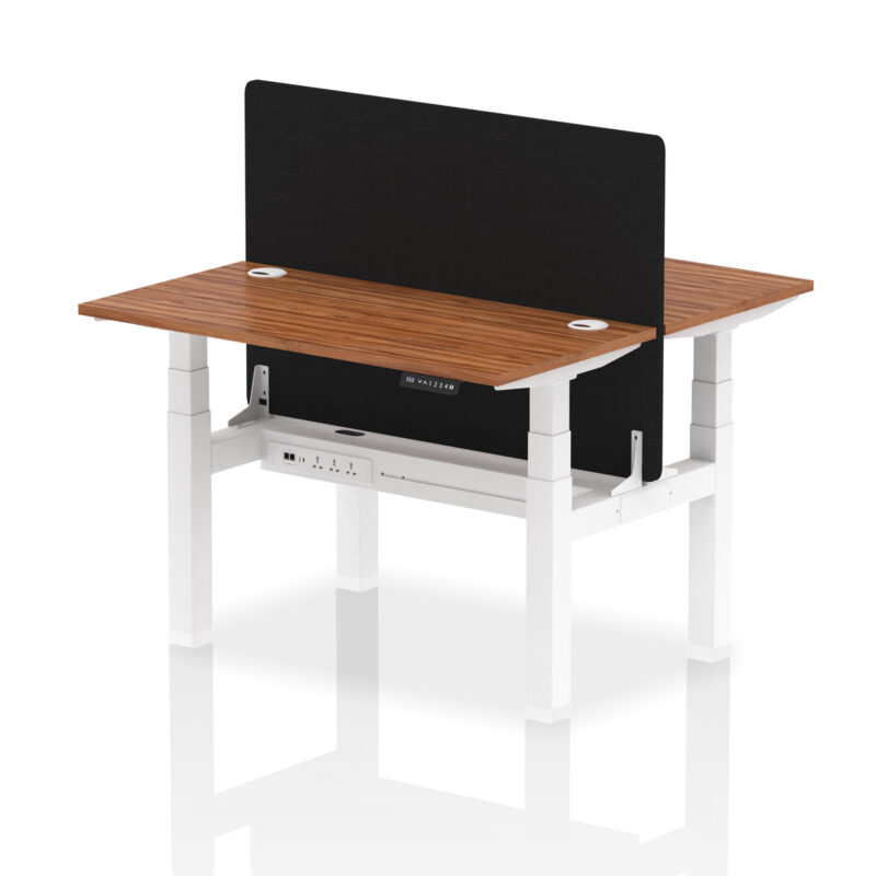Air Back-to-Back Slimline Height Adjustable Bench Desk - 2 Person with Black Straight Screen - Image 18
