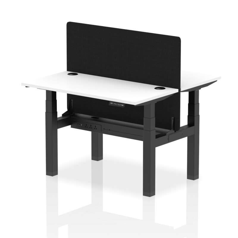Air Back-to-Back Slimline Height Adjustable Bench Desk - 2 Person with Black Straight Screen - Image 19
