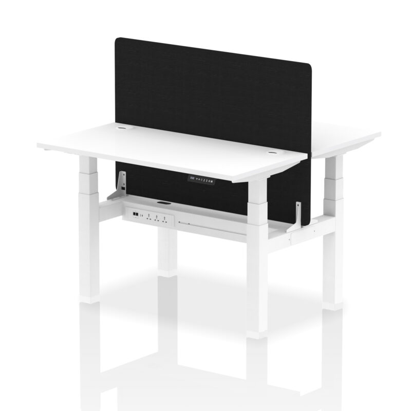 Air Back-to-Back Slimline Height Adjustable Bench Desk - 2 Person with Black Straight Screen - Image 21