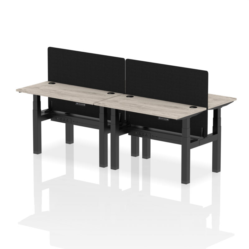 Air Back-to-Back Slimline Height Adjustable Bench Desk - 4 Person with Black Straight Screen - Image 7
