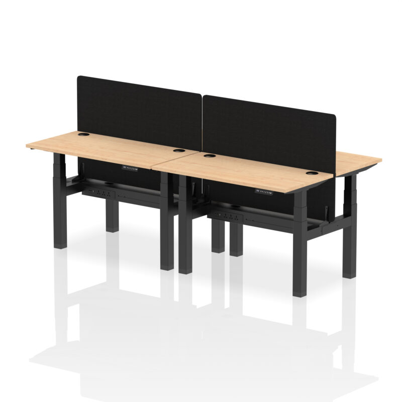 Air Back-to-Back Slimline Height Adjustable Bench Desk - 4 Person with Black Straight Screen - Image 10