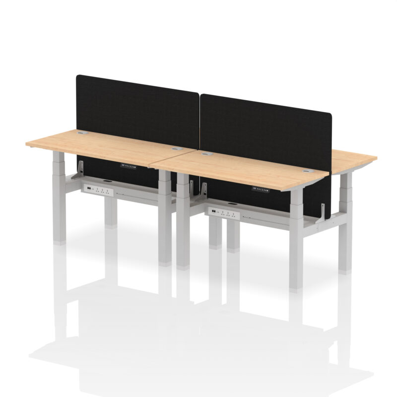 Air Back-to-Back Slimline Height Adjustable Bench Desk - 4 Person with Black Straight Screen - Image 11