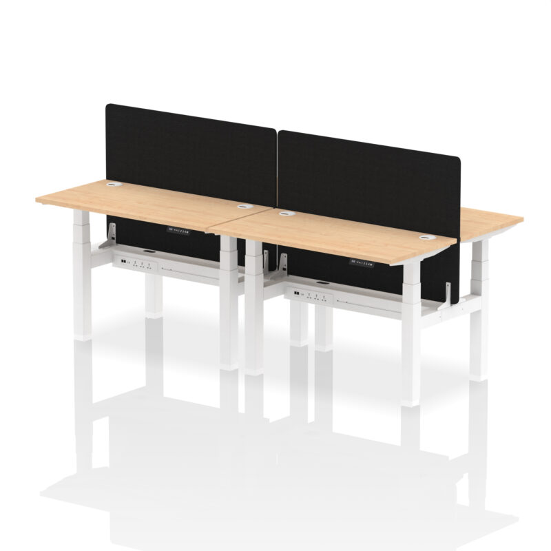 Air Back-to-Back Slimline Height Adjustable Bench Desk - 4 Person with Black Straight Screen - Image 12