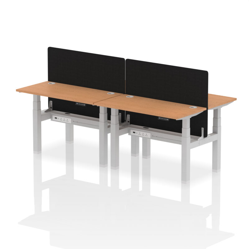 Air Back-to-Back Slimline Height Adjustable Bench Desk - 4 Person with Black Straight Screen - Image 14