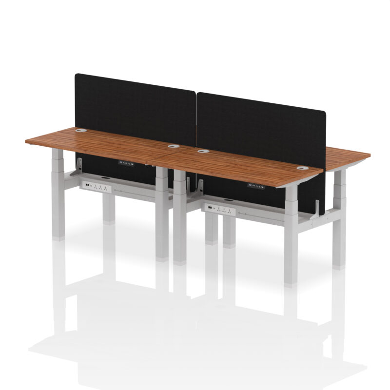 Air Back-to-Back Slimline Height Adjustable Bench Desk - 4 Person with Black Straight Screen - Image 17