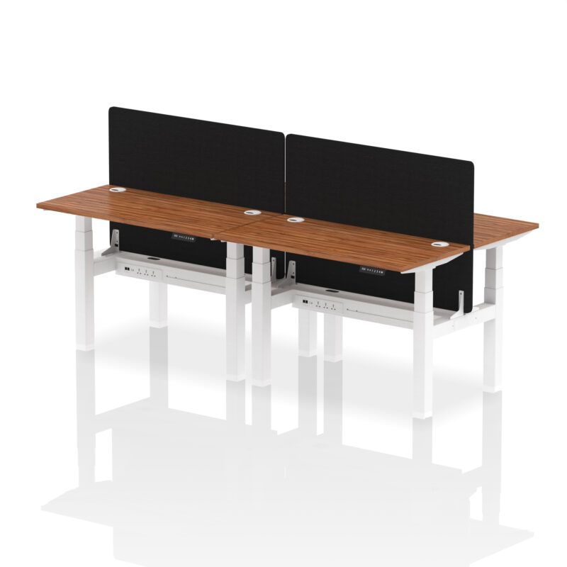 Air Back-to-Back Slimline Height Adjustable Bench Desk - 4 Person with Black Straight Screen - Image 18