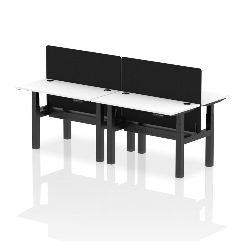 Air Back-to-Back Slimline Height Adjustable Bench Desk - 4 Person with Black Straight Screen - Image 19