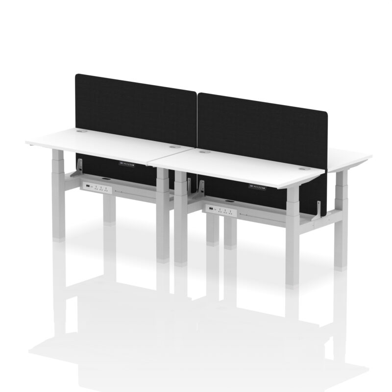 Air Back-to-Back Slimline Height Adjustable Bench Desk - 4 Person with Black Straight Screen - Image 20