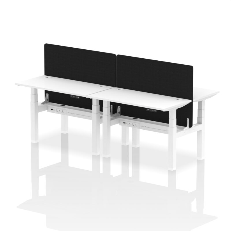 Air Back-to-Back Slimline Height Adjustable Bench Desk - 4 Person with Black Straight Screen - Image 21