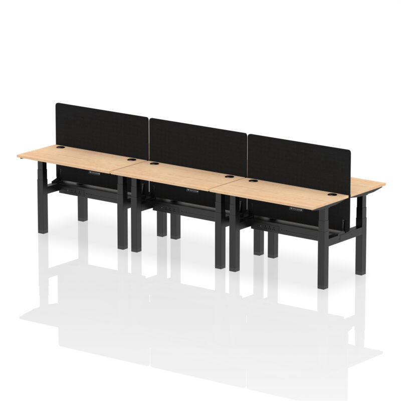 Air Back-to-Back Slimline Height Adjustable Bench Desk - 6 Person with Black Straight Screen - Image 10