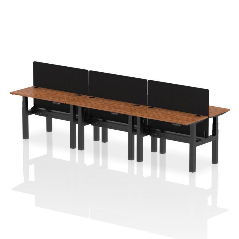 Air Back-to-Back Slimline Height Adjustable Bench Desk - 6 Person with Black Straight Screen - Image 16
